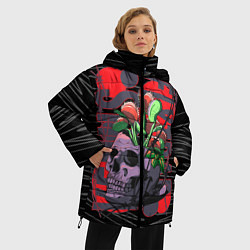 Куртка зимняя женская Венерина мухоловка в черепе, цвет: 3D-черный — фото 2
