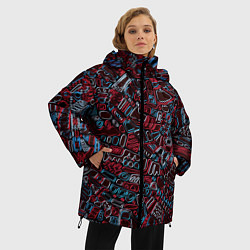 Куртка зимняя женская Абстракция Неони, цвет: 3D-красный — фото 2
