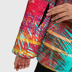 Куртка зимняя женская Palm glitch art, цвет: 3D-черный — фото 2