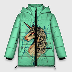 Женская зимняя куртка Единорог акварель