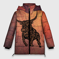 Куртка зимняя женская Символ года 2021 Бык, цвет: 3D-черный