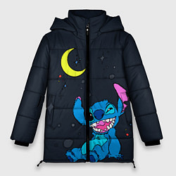 Куртка зимняя женская Стич под луной, цвет: 3D-черный