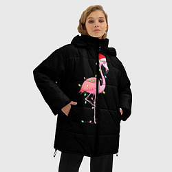 Куртка зимняя женская Новогодний Фламинго, цвет: 3D-светло-серый — фото 2