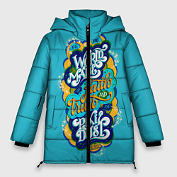 Куртка зимняя женская Леттеринг, надпись, Питер Пен, цвет: 3D-черный