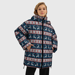 Куртка зимняя женская Новогодняя с оленями, цвет: 3D-светло-серый — фото 2