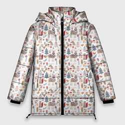 Куртка зимняя женская Новогодний лес, цвет: 3D-светло-серый