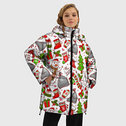 Куртка зимняя женская Новогодний фон, цвет: 3D-светло-серый — фото 2