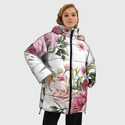 Куртка зимняя женская Розовые розы, цвет: 3D-красный — фото 2