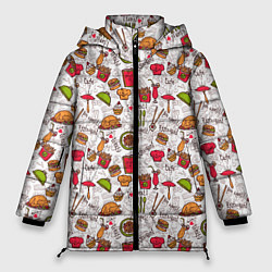 Куртка зимняя женская I love to eat!, цвет: 3D-черный