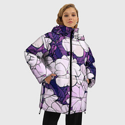 Куртка зимняя женская Фиолетовые цветы, цвет: 3D-черный — фото 2