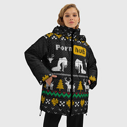 Куртка зимняя женская Pornhub свитер с оленями, цвет: 3D-черный — фото 2
