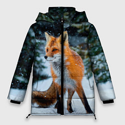 Женская зимняя куртка Лиса в зимнем лесу