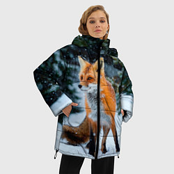 Куртка зимняя женская Лиса в зимнем лесу, цвет: 3D-красный — фото 2