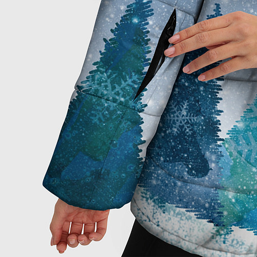 Женская зимняя куртка Снежинки в лесу / 3D-Светло-серый – фото 5
