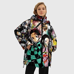 Куртка зимняя женская Клинок рассекающий демонов, цвет: 3D-светло-серый — фото 2