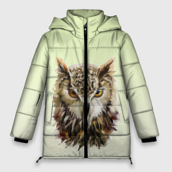 Куртка зимняя женская Арт сова яркая, цвет: 3D-черный
