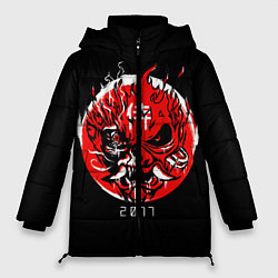 Куртка зимняя женская Cyberpunk Samurai Skull, цвет: 3D-черный