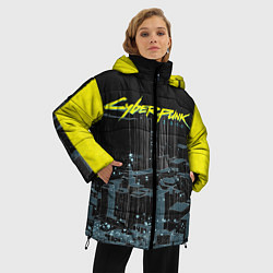 Куртка зимняя женская Город CYBERPUNK 2077, цвет: 3D-черный — фото 2