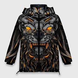 Куртка зимняя женская Хищный лев киборг, цвет: 3D-светло-серый