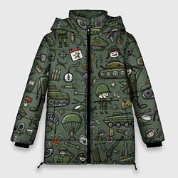 Куртка зимняя женская Военные атрибуты, цвет: 3D-черный
