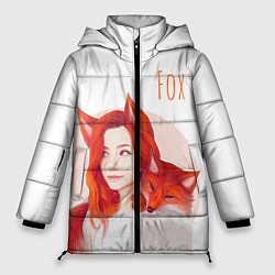 Куртка зимняя женская Девушка-лиса, цвет: 3D-черный