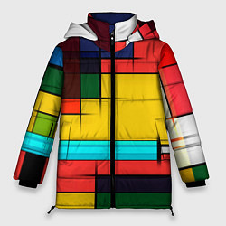 Куртка зимняя женская Абстрактные фигуры цвета, цвет: 3D-красный