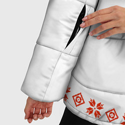 Куртка зимняя женская Белорусская вышиванка, цвет: 3D-светло-серый — фото 2
