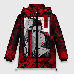 Куртка зимняя женская Клинок рассекающий демонов, цвет: 3D-красный