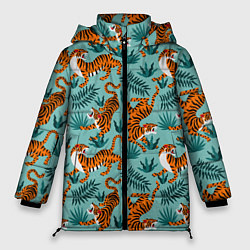 Куртка зимняя женская Рычащие Тигры Паттерн, цвет: 3D-светло-серый