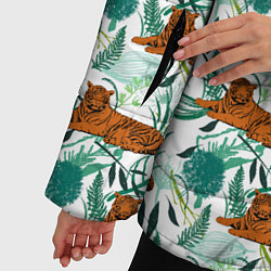 Куртка зимняя женская Цветы и Тигр Паттерн, цвет: 3D-светло-серый — фото 2