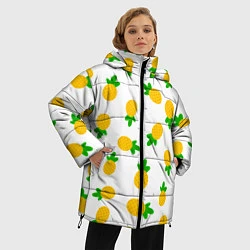 Куртка зимняя женская Ананасы, цвет: 3D-черный — фото 2