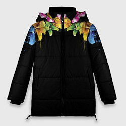 Куртка зимняя женская Цветы, цвет: 3D-светло-серый