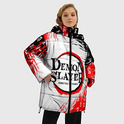 Куртка зимняя женская КЛИНОК, РАССЕКАЮЩИЙ ДЕМОНОВ, цвет: 3D-черный — фото 2