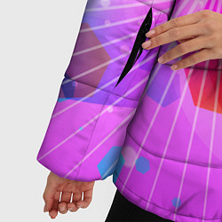 Куртка зимняя женская Шечтиугольники яркие, цвет: 3D-черный — фото 2