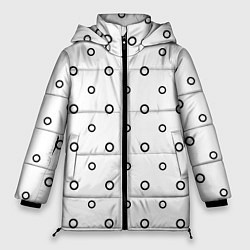 Куртка зимняя женская Черно-белый узор в горошек, цвет: 3D-красный