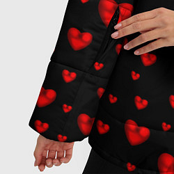 Куртка зимняя женская Красные сердца, цвет: 3D-черный — фото 2