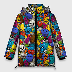 Куртка зимняя женская Граффити, цвет: 3D-черный