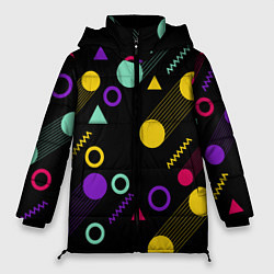 Куртка зимняя женская Круги и Треугольники, цвет: 3D-красный