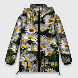 Куртка зимняя женская Ромашки, цвет: 3D-черный