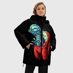 Куртка зимняя женская Among Us Aliens, цвет: 3D-светло-серый — фото 2