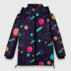 Куртка зимняя женская Космические движения комет, цвет: 3D-красный