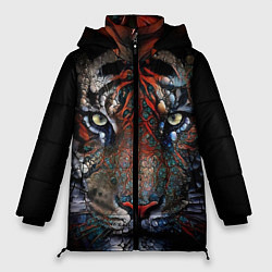 Куртка зимняя женская Цветной тигр, цвет: 3D-красный