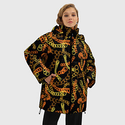 Куртка зимняя женская Цветные цепи, абстракция, цвет: 3D-черный — фото 2