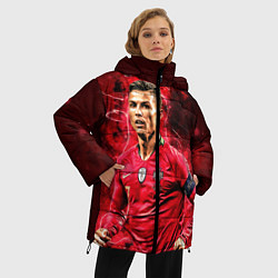 Куртка зимняя женская Криштиану Роналду Португалия, цвет: 3D-красный — фото 2