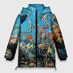 Куртка зимняя женская Коралловые рыбки, цвет: 3D-светло-серый