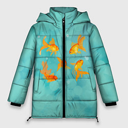 Куртка зимняя женская Золотые рыбки, цвет: 3D-черный