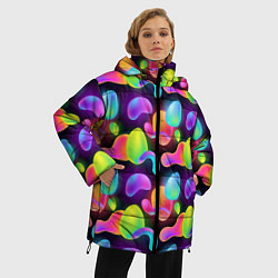 Куртка зимняя женская Ночные фонарики-светлячки, цвет: 3D-красный — фото 2