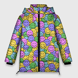 Куртка зимняя женская Смайлики, цвет: 3D-черный