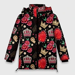 Куртка зимняя женская Корона и розы, цвет: 3D-черный