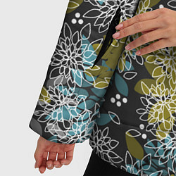 Куртка зимняя женская Черно оливковый цветочный, цвет: 3D-красный — фото 2
